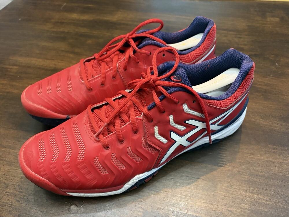 ASICS GEL-Resolution 7 Tennis Shoes Men Size 11.5 Red GUC